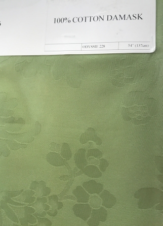 Sage green cotton damask fabric