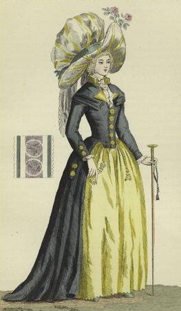 Redingote fashion plate, late 1780's.